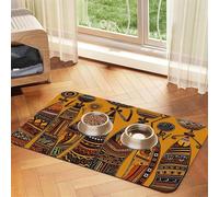 Creative African Culture Dog Food Mats for Floors, 16x24 Inch Non-Slip Super Absorbent Pet Food Mat, Dishwasher Dog Mat for Food and Water, Cute Rubber Quick Dry Pet Feeding Mat for Dogs Puppy Cats