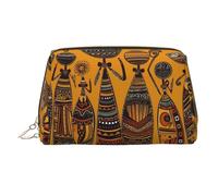 Creative African Culture Leather Makeup Bag Waterproof Cosmetic Bag Organizer Small Make Up Zipper Pouch Portable Travel Toiletry Bag For Women Girls, Gold, One Size