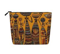 Creative African Culture Makeup Bag For Women, Waterproof Linen Travel Cosmetic Organizer Lightweight Zipper Travel Toiletry Bag Organizer Makeup Brushes Storage Bag