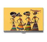 Creative African Culture Metal Business Card Case for Men Women Slim Pocket Purse Multi Wallet Professional Pocket Card Holder for Name Card Credit Card, style, One Size
