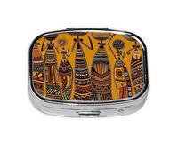 Creative African Culture Pill Case 2 Compartment Pill Box Portable Metal Pill Organizer Cute Travel Pill Container Vitamin Organizer for Purse Pocket Travel Gift