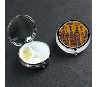 Creative African Culture Pill Case 3 Compartment Pill Box Portable Metal Pill Organizer Cute Travel Pill Container Vitamin Organizer for Purse Pocket Travel Gift