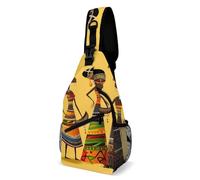 Creative African Culture Sling Bag with Rfid Blocking Causal Mens Crossbody Bag Lightweight Chest Pack Large Man Purse Travel Crossbody Backpack Shoulder Sling Backpack for Hiking Running Cycling
