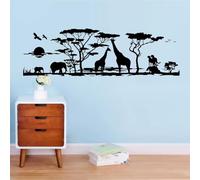 Creative African Savannah Animal Tree wall Sticker Living Room Giraffe Bird Elephant Zoo Jungle Sticker