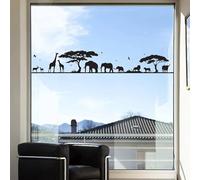Creative African Zoo Animals Giraffe Elephant Window Sticker Wild Animal Tiger Bird Tree Wall Sticker
