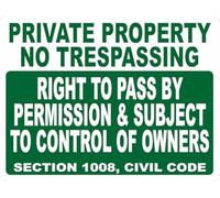 Creative Aluminum Tin Sign Private Property No Trespassing Right To Pass By Permission & Subject To Control Of Owners Home Bathroom Club Bar Tin Sign Housewarming Gift 12x8 Inch