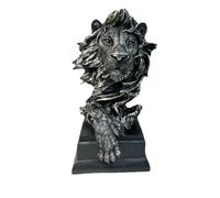 Creative American Lion Sculpture, Resin Collectible Statue for Home Decor, Retro Ornaments for Living Room, Office Desktop, Business Gifts, Wine Cabinet Decoration (Color: Silver)