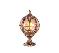 Creative American Rural Ip65 Waterproof Pillar Lantern Light Classic Die-Cast Aluminum Glass Globe Ball Column Light Traditional Victorian Door Gate Pole Post Lamp E27 Courty,Bronze-Height: 37 cm