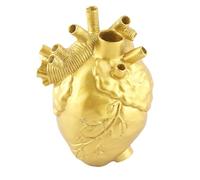 CREATIVE ANATOMICAL HEART VASES RESIN SCULPTURE HEART SHAPED ART FLOWER VASES DESKTOP HOME DECORATION LIVING ROOM (Gold)