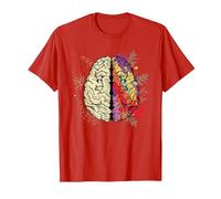 Creative and Logical Human Brain Anatomy T-Shirt, Men, Red, XX-Large