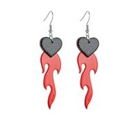 Creative And Popular Love Red Flame Acrylic Glitter Personalized Earrings