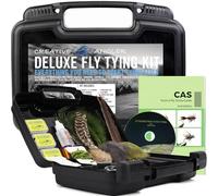 CREATIVE ANGLER Deluxe Fly Tying Kit - Complete Tools Kit, Ideal for Beginners and Pros, Includes Feathers, Vice, Bobbin, Rotary Tool