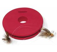 Creative Angler Fly Wheel Rig Keeper, 3 Pack Foam Discs for Double Triple Fly Rigs, Stores Nymphs Dry Droppers, Tippet Spool Size, Quick Change, Aqua Blue Green Red White Yellow Colors (Red)