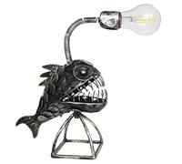 Creative Angler Lamp Art Lamp, Retro Iron Art Shark Lamp, USB Design LED Night Light, Table Lamp for Home Decor (Medium)