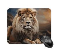 Creative Animals Lion Mouse Pad Square Laptop Mouse Mat Cute Computer Mousepad Keyboard Pad Non-Slip Desk Pads for Gaming Office Work Home 20 * 25cm