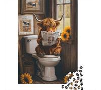 Creative Art Highland Cow Paper 1000 Pieces Jigsaw Puzzle for Adults Rectangular Puzzle Brain Exercise Challenge Game 1000pcs (38x26cm)