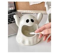 Creative Ashtray, Ceramic Cigarette Tabletop Portable Cigar Ashtray for Outdoor Indoor Desktop Smoking AshTray for Home office Gift for Men Women (White Ghost)