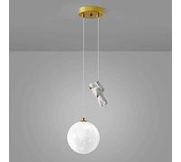 Creative Astronaut Pendant Light, Spherical Acrylic Hanging Lamp, Planet Suspension Lamps for Children's Room, Bedside Chandelier, G9 Lighting Fixtures, Modern Minimalist Drop Lights