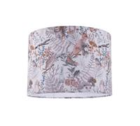 Creative Autumnal Linen Fabric Lamp Shade with Woodland Creatures | Foxes Owls Birds Badgers and Rabbits | 25cm x 18cm by Happy Homewares
