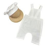 Creative Baby Chef Costume Soft Polyester Suspender Pants & Hat Adjustable Photo Outfit Machine Washable Newborn Photography Cook Costume