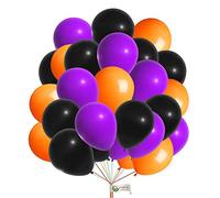 Creative Balloons 10 Inch 30 Pack Black Orange Purple Balloons Halloween Decoration Party Balloons Set for Birthday Wedding Decor