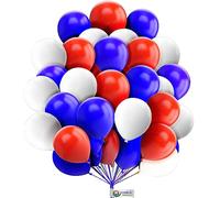 Creative Balloons 10 Inch Red White Blue Set for Union Jack Theme, Chile Football, Birthday, Wedding, Baby Shower Decoration - 30 Pieces