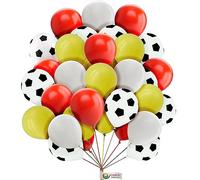 Creative Balloons 100 Pcs Football Balloons - White Red Yellow, 10 & 12 Inch, Sports Theme Party Decoration - Boys, Unisex Adults