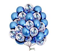 Creative Balloons 12 Inch Blue Metallic Pearl & Confetti Balloons - 16 Pack - Perfect for 5th Birthday Parties