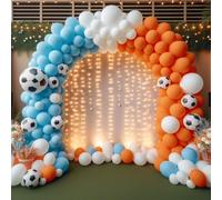 Creative Balloons 45pcs Football Balloons Arch Kit - Orange, Blue, White & Football Print - Soccer Party Decoration - Boys, Men, Sports Enthusiasts - 45 Count