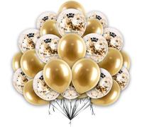 Creative Balloons Happy Birthday Balloons 3rd Birhday Balloons 12 inch Gold Age Confetti and Pearl Gold Balloon Set 3rd Birthday Decoration for Boys Girls 16pcs With 10 Meter Balloon Ribbon