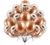 creative balloons Happy Birthday Balloons 40th Birhday Balloons 12 inch Rose Gold Age Confetti and Pearl Rose Gold Balloon Set 40th Birthday Decor for Women Men 16pcs With 10 Meter Balloon Ribbon