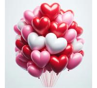 Creative Balloons Heart Shaped Balloons 15 Pack White Red Pink 10 Inch Latex Balloons for Valentine's Day, Anniversary, Wedding & More