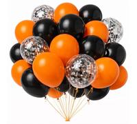 Creative Balloons Party Balloons 5 Inch & 10 Inch Arch Set Orange Black Black Confetti Combo Pack of 30 for General Celebration Decoration