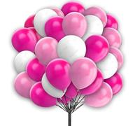 creative balloons Pink and White Balloons 10 Inch Hot Pink and White Latex Party Balloons for Girls Christening Baby Shower Hen Party Wedding Princess Birthday Party Decorations 30pcs Balloon Pack