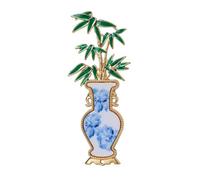 Creative Bamboo Leaf Flower Vase Brooch for Women Men Elegant Plants Leaves Enamel Lapel Pin Clothing Hat Bag Decoration Birthday Wedding Party Gifts for Mom Wife, One Size, Alloy Steel, no gemstone