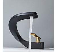 Creative Basin washbasin hot and Cold Water Faucet Full Copper Bathroom Cabinet Faucet, White + Gold Handle