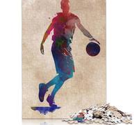 Creative Basketball Player Watercolor Paper 1000 Pieces Jigsaw Puzzle for Adults Rectangular Puzzle Brain Exercise Challenge Game 1000pcs (38x26cm)