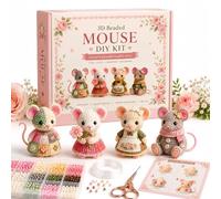 Creative Beaded Mini World 3D DIY Kit Collection, Tiny 3D Beaded Animal DIY Kit with Mini Bags Heels, DIY Creative Jewelry Art Craft, Gifts for Adults Beginners Craft Lovers (Mouse)