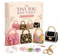 Creative Beaded Mini World 3D DIY Kit Collection, Tiny 3D Beaded Animal DIY Kit with Mini Bags Heels, DIY Creative Jewelry Art Craft, Gifts for Adults Beginners Craft Lovers (Bag)