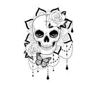 Creative Beautiful Skull Lady Wall Stickers Vinyl Day of The Dead Boho Butterfly Tattoo Studio Decor Decals Mural Wallpaper Extra Large - 75x109cm