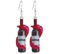 Creative Beer Mug Dangle Earrings - Simulation Bottle and Can Drop Earrings - Red Wine Glass and Whisky Earrings - Cute Party Jewelry for Women, Metal Resin Acrylic, alloy