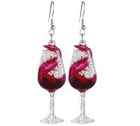 Creative Beer Mug Dangle Earrings - Simulation Bottle and Can Drop Earrings - Red Wine Glass and Whisky Earrings - Cute Party Jewelry for Women, Metal Resin Acrylic, alloy