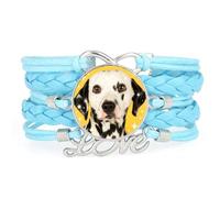 Creative Big Eyes Dalmatian Dog Love Adjustable Leather Braided Bracelet | Multilayer,Punk,Wristband,Handmade,Gift,Bangle,Accessory, Girlfriend,Lover,Ethnic,Friendship ,Birthday,Christmas,Music