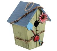 Creative Birdcage Shelter Blue Bird House Wooden for Birds