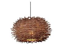 Creative Bird's Nest Chandelier Curved Hanging Lamp Beige Indoor Droplight Lighting Fixture Southeast Asia Style Pendant Light for Kitchen Dining Living Room Bedroom(Brown,50cm)