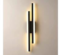 Creative Black Linear Wall Lighting Fixtures, Long Strip Metal Wall Lamp, 360° Lighting Bedroom Wall Sconce, Modern LED Living Room Wall Lights for Bathroom, Hallway 3 Color Mode