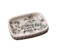 Creative Blue Butterfly Ceramic Soap Dish With Drain - Elegant Flower Pattern Soap Tray For Bathroom & Shower, For Mum & Family Bird and Flower Pattern Soap Dish
