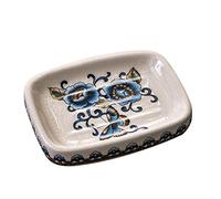 Creative Blue Butterfly Ceramic Soap Dish With Drain - Elegant Flower Pattern Soap Tray For Bathroom & Shower, For Mum & Family Blue Butterfly and Flower Soap Dish