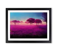 Creative Bluebell Field Sunrise Framed Print | A2 Black Framed Wall Art | Ready to Hang | Modern Landscape Picture | Living Room Bedroom Lounge Office