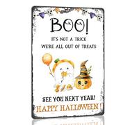 Creative Boo It's Not a Trick We're All Out Treats Happy Halloween for Bar Cafe Kitchen Home Halloween Wall Decor Farmhouse Wall Posters Metal Plaque 8X12inch